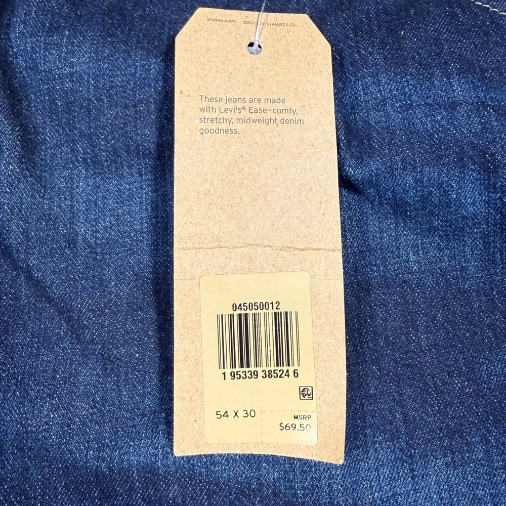 Levi's 505 Regular Mens 54x30 Dark Wash Stretch Big‎ & Tall Jeans NWT